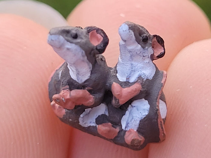 2 Tiny Mice Made of Resin