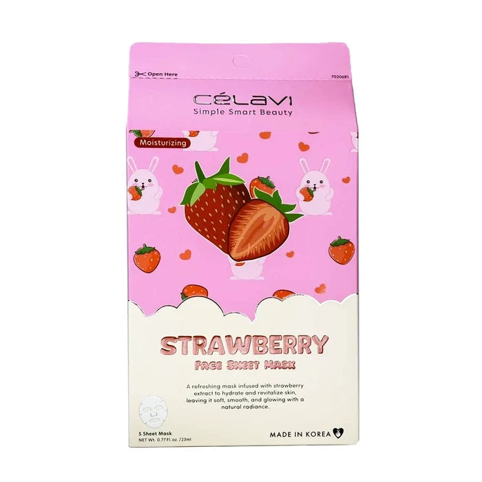 Célavi - Strawberry Moisturizing Face Sheet Mask Pack (5-Count)