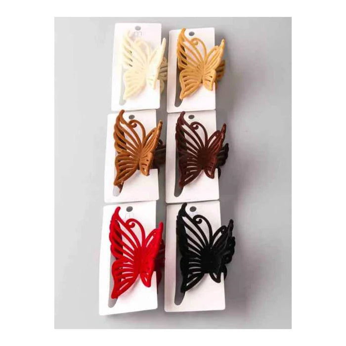 Elegant Velvet Butterfly Side Claw Clip - Matte Finish Hair Accessory (HC11371)