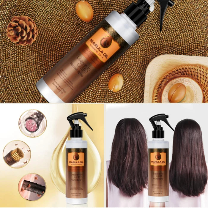 Marula Oil Diamond Edge Leave-In Nourish Spray | Premium Heat Protector & Anti-Frizz Hair Treatment