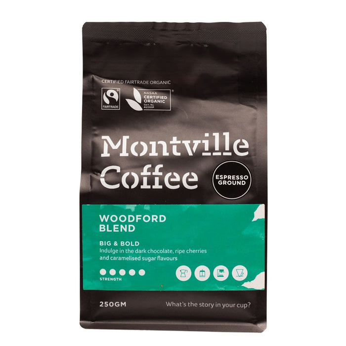 MONTVILLE COFFEE Coffee Ground (Espresso) Woodford Blend 250g - L'Organic