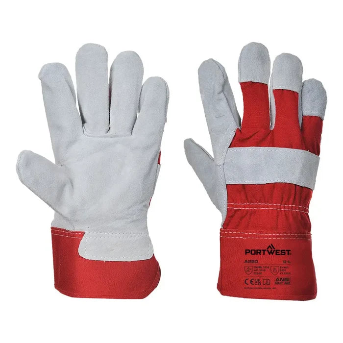 Portwest leather rigger cow split glove-a220 pack of 12 pairs