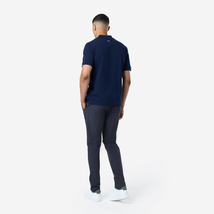Smart Pique Open Collar Polo | Navy