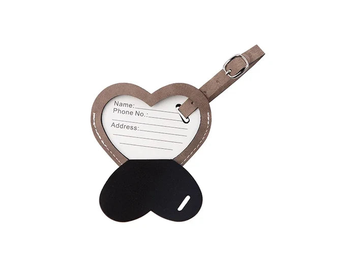 Sublimation Double Side PU Leather Luggage Tag (Gray, Heart Shape)