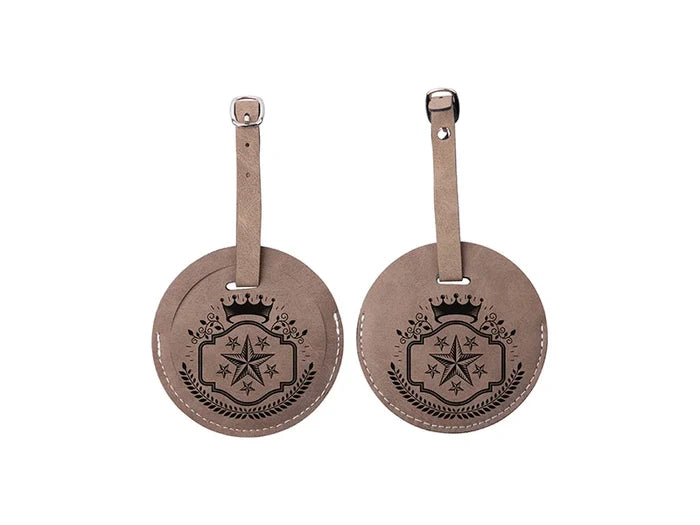 Sublimation Double Side PU Leather Luggage Tag (Gray, Round Shape)