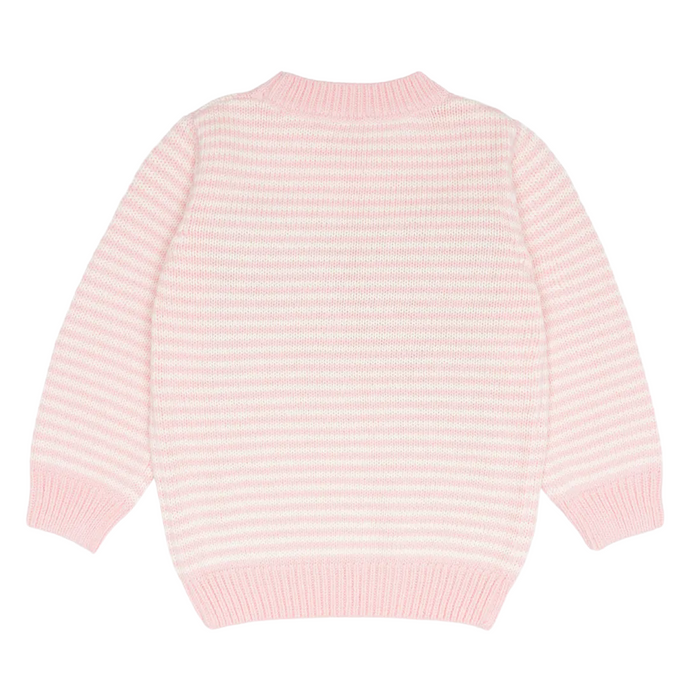 unisex pink and cream stripe knit sweater