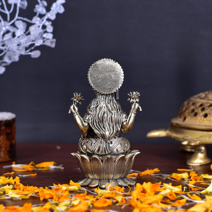 White Whale Superfine Brass Lakshmi Idol Hindu Laxmi Goddess Statue Home Office Showpiece Decor