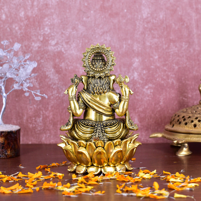 White Whale Superfine Lord Ganesha Brass Statue Hindu Religious Sitting Lord Ganesha Sculpture Figurine Ideal for Gift & Home Decor