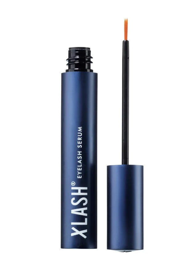 Xlash Eyelash Serum 3 ml for longer, natural-looking eyelashes, displayed in a sleek black tube with applicator brush.