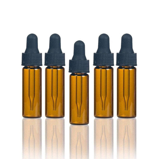 1 Dram (3.7 ml) Amber Glass Vial w/ Dropper (Pack of 5) at Your Oil Tools