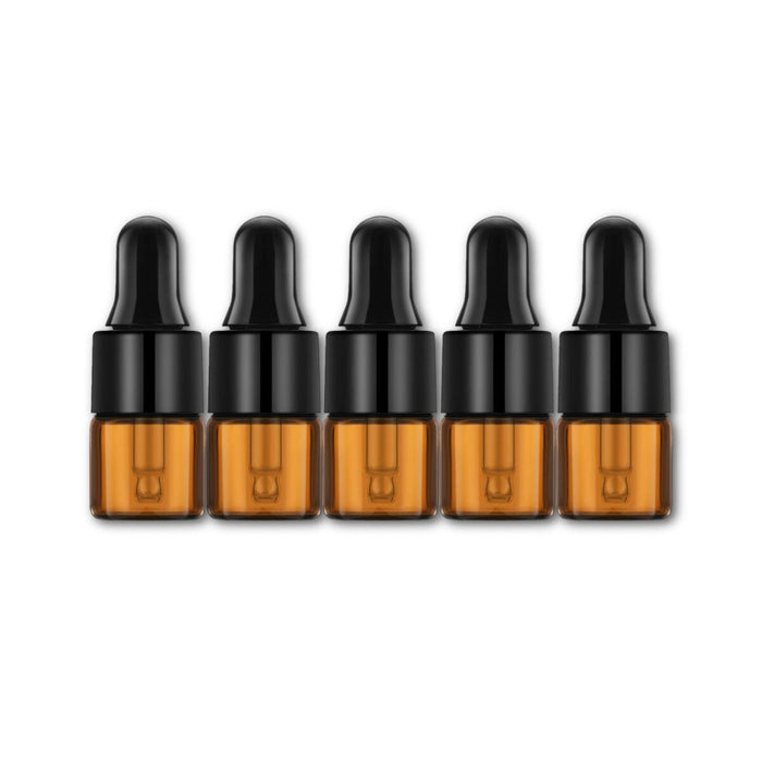 1 ml Amber Glass Vials w/ Black Dropper (Pack of 5) at Your Oil Tools