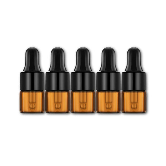 1 ml Amber Glass Vials w/ Black Dropper (Pack of 5) at Your Oil Tools
