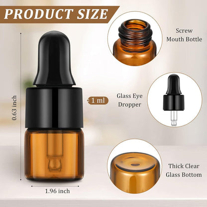 1 ml Amber Glass Vials w/ Black Dropper (Pack of 5) at Your Oil Tools