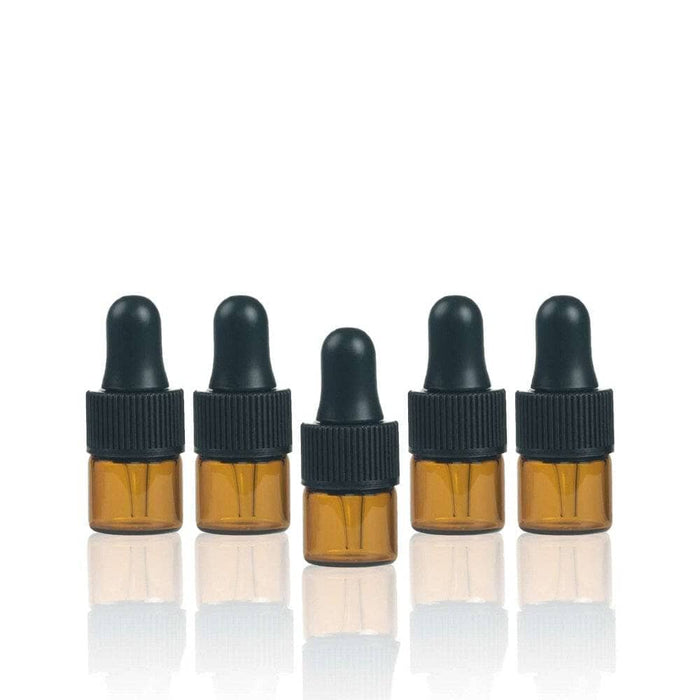 1 ml Amber Glass Vials w/ Black Dropper (Pack of 5) at Your Oil Tools