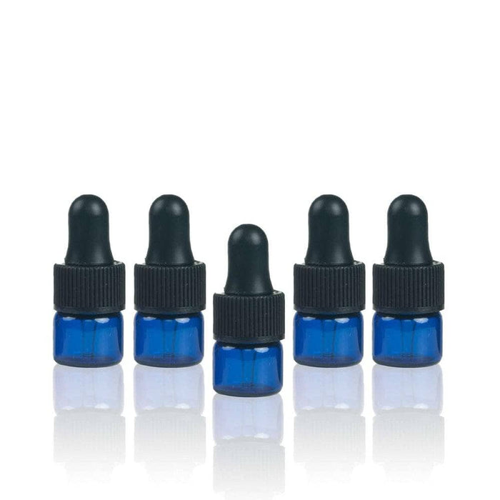 1 ml Blue Glass Vials w/ Black Dropper (Pack of 5) at Your Oil Tools