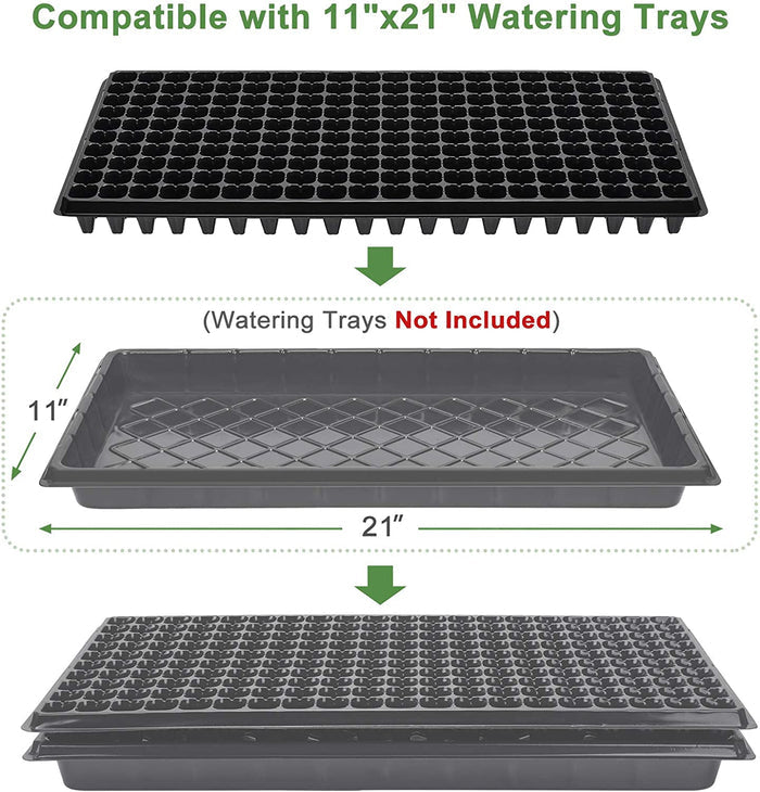 10 Pack of 200 Cell Seedling Trays with Drain Holes, 2000 Cells