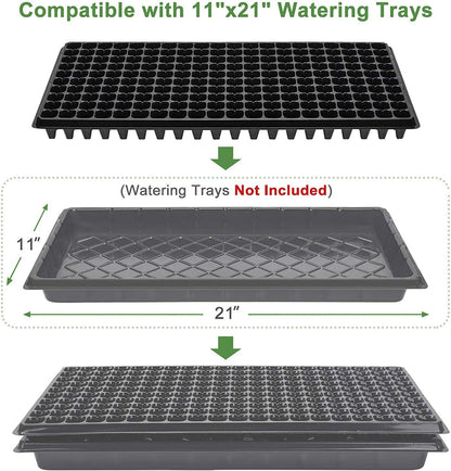 10 Pack of 200 Cell Seedling Trays with Drain Holes, 2000 Cells