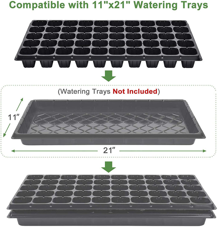 10 Pack of 50 Cell Seedling Trays with Drain Holes, 500 Cells