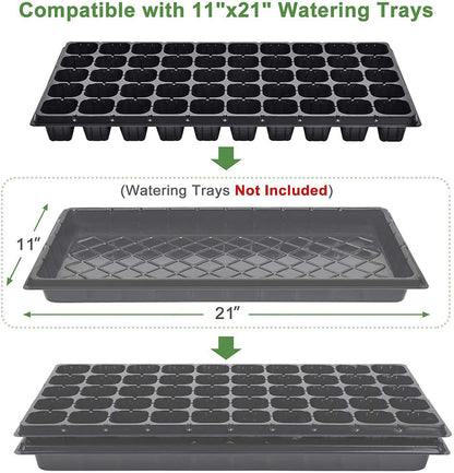 10 Pack of 50 Cell Seedling Trays with Drain Holes, 500 Cells