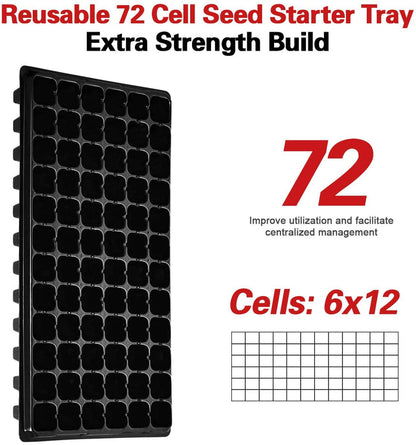 10 Pack of 72 Cell Seedling Trays with Drain Holes, 720 Cells