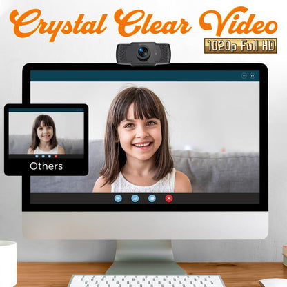 1080P HD Webcam with Mic - Smooth Video, USB Plug & Play, Wide Angle