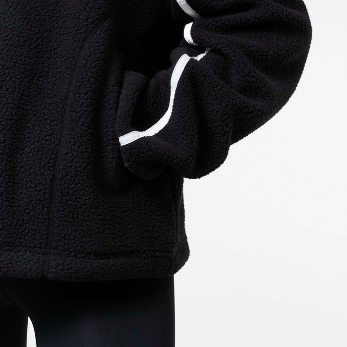 1/4 Zip Borg Fleece | Black/White