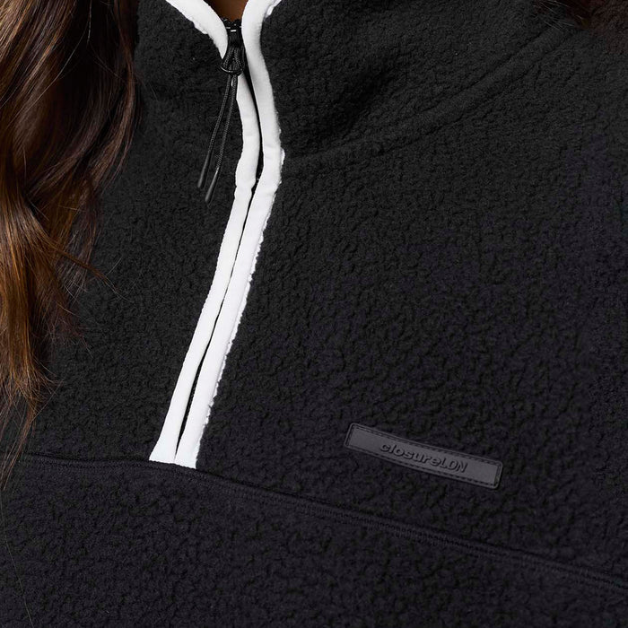 1/4 Zip Borg Fleece | Black/White