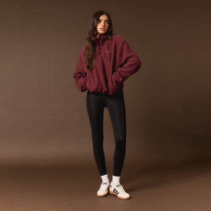 1/4 Zip Borg Fleece | Burgundy