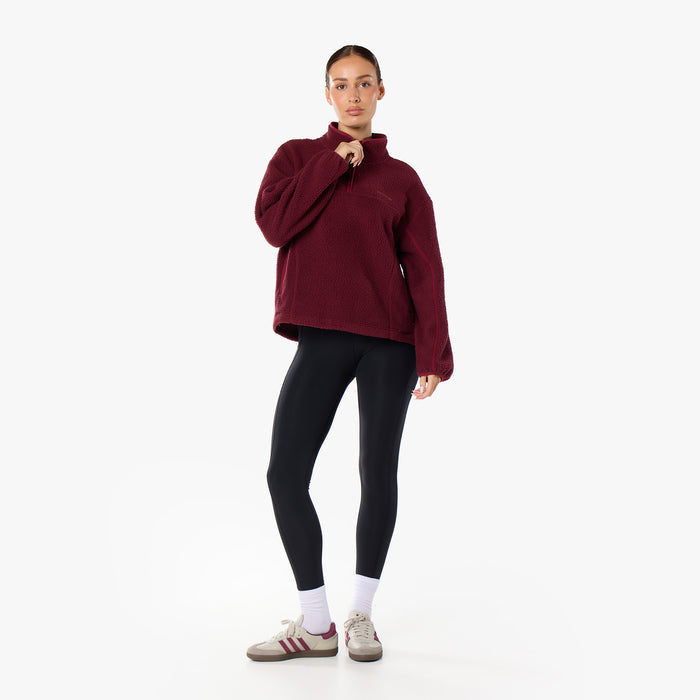 1/4 Zip Borg Fleece | Burgundy