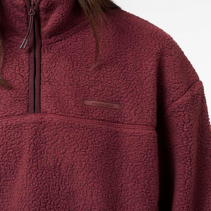 1/4 Zip Borg Fleece | Burgundy