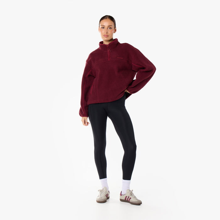 1/4 Zip Borg Fleece | Burgundy