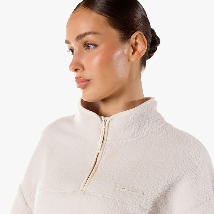 1/4 Zip Borg Fleece | Off White