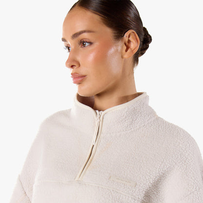 1/4 Zip Borg Fleece | Off White