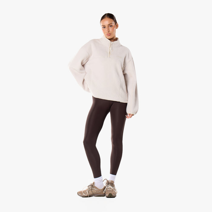 1/4 Zip Borg Fleece | Off White