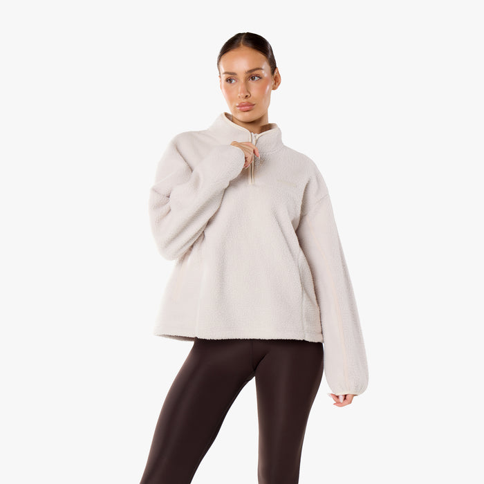 1/4 Zip Borg Fleece | Off White