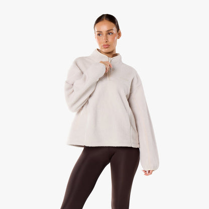 1/4 Zip Borg Fleece | Off White