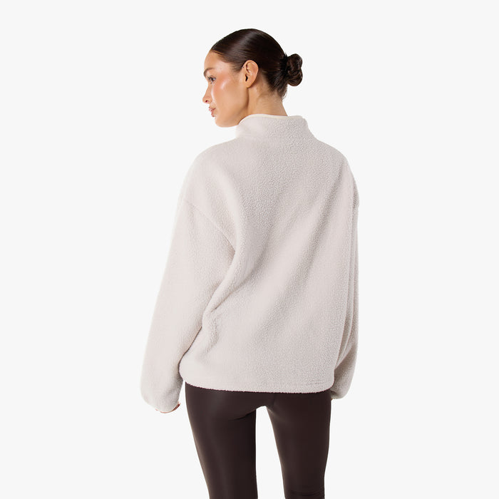 1/4 Zip Borg Fleece | Off White