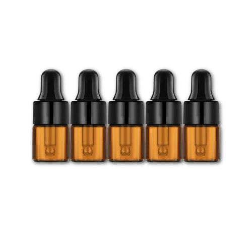 2 ml Amber Glass Vials w/ Black Droppers (Pack of 5) at Your Oil Tools