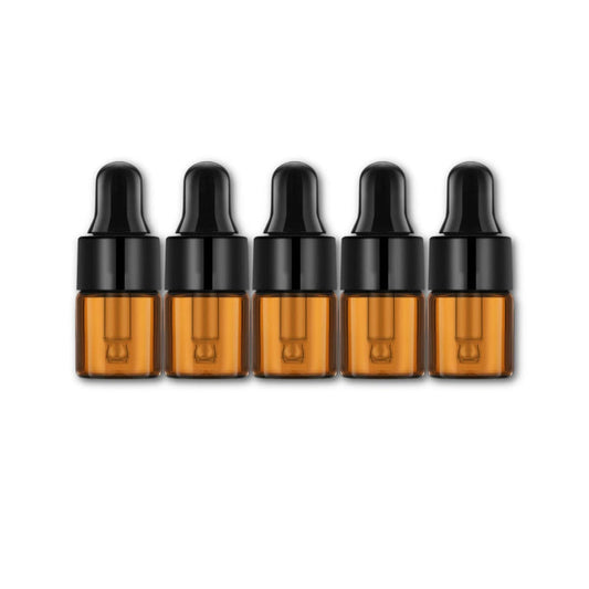 2 ml Amber Glass Vials w/ Black Droppers (Pack of 5) at Your Oil Tools