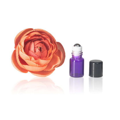 2 ml Purple Glass Vials w/ Stainless Steel Rollers & Black Caps (Pack of 5) at Your Oil Tools