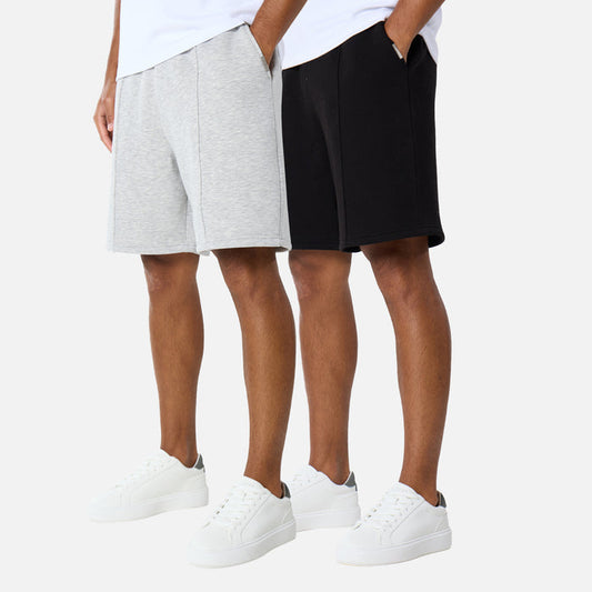2-Pack Pleated Core Short | Black/Grey Marl