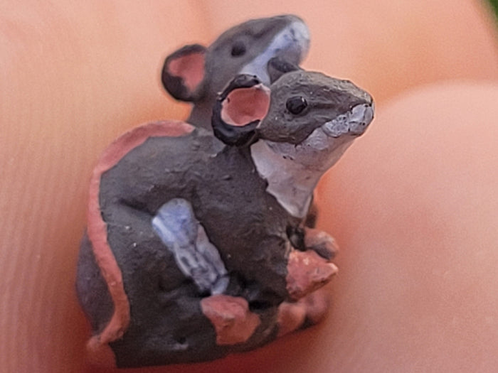 2 Tiny Mice Made of Resin