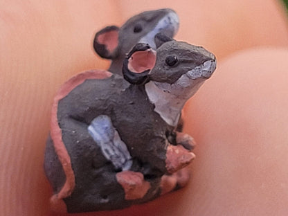 2 Tiny Mice Made of Resin