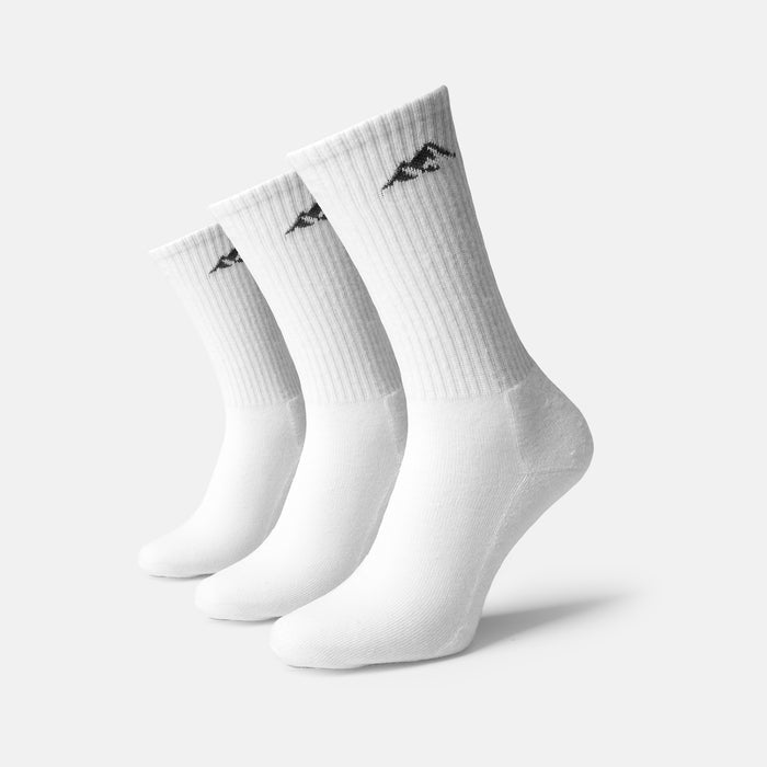 Men's  White 3-Pack Core Performance Socks  Closure London  Front View