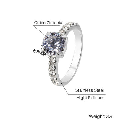 316Steel Standard 5A Zircon Women's Ring Engagement