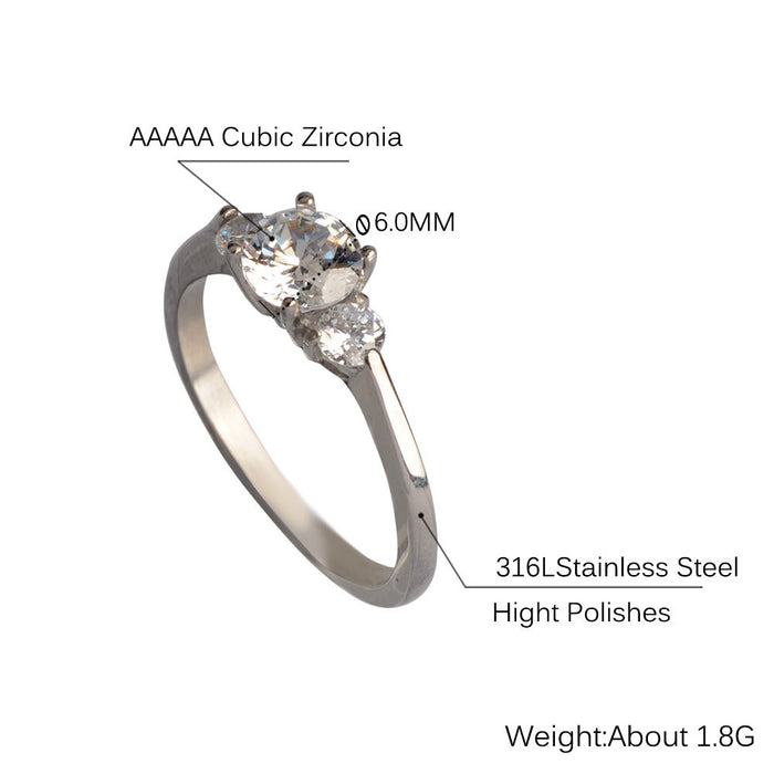 316Steel Standard 5A Zircon Women's Ring Engagement