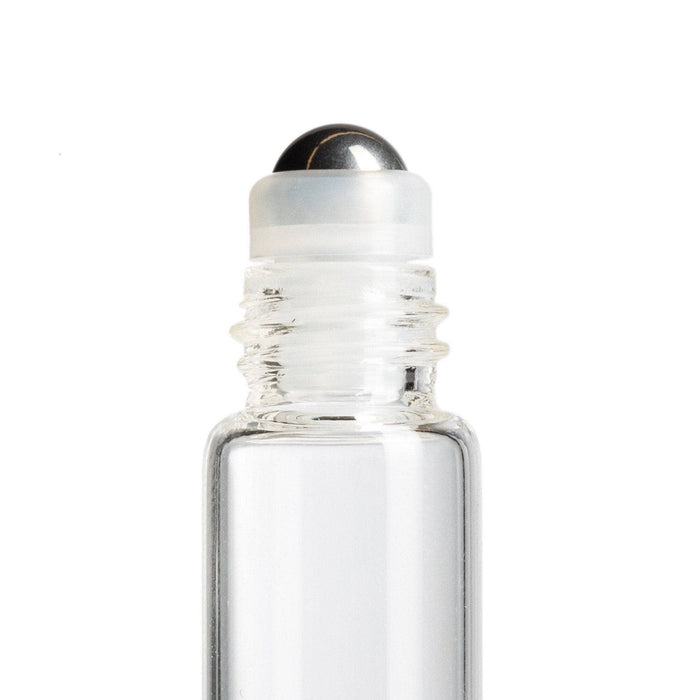 5 ml Clear Glass Vials w/ Stainless Steel Rollers & Black Caps (Pack of 5) at Your Oil Tools
