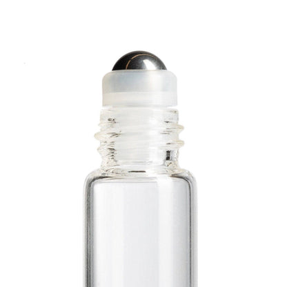 5 ml Clear Glass Vials w/ Stainless Steel Rollers & Black Caps (Pack of 5) at Your Oil Tools