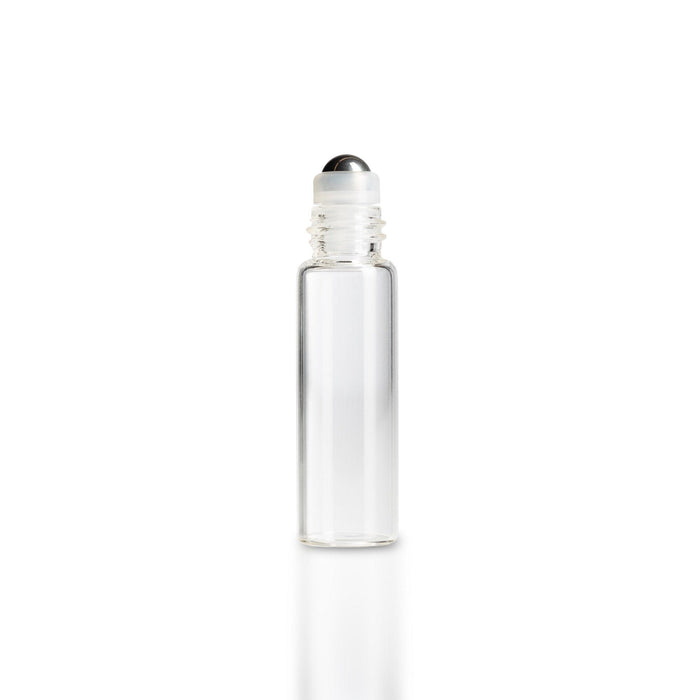 5 ml Clear Glass Vials w/ Stainless Steel Rollers & Black Caps (Pack of 5) at Your Oil Tools