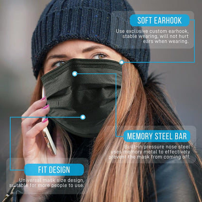 50 Pcs Disposable Face Masks 3-Layer Breathable Non-Woven Fabric